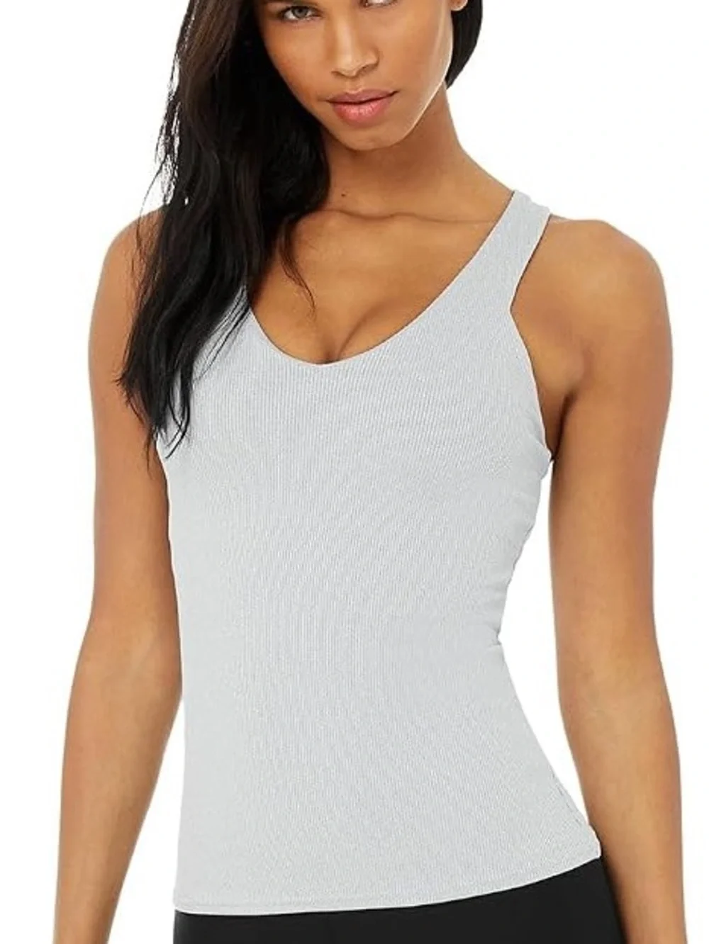 Elevate Gray Ribbed Tank Top